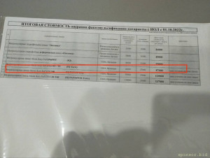 цена операции по замене хрусталика на один глаз(выделен тот который рекомендовал врач)